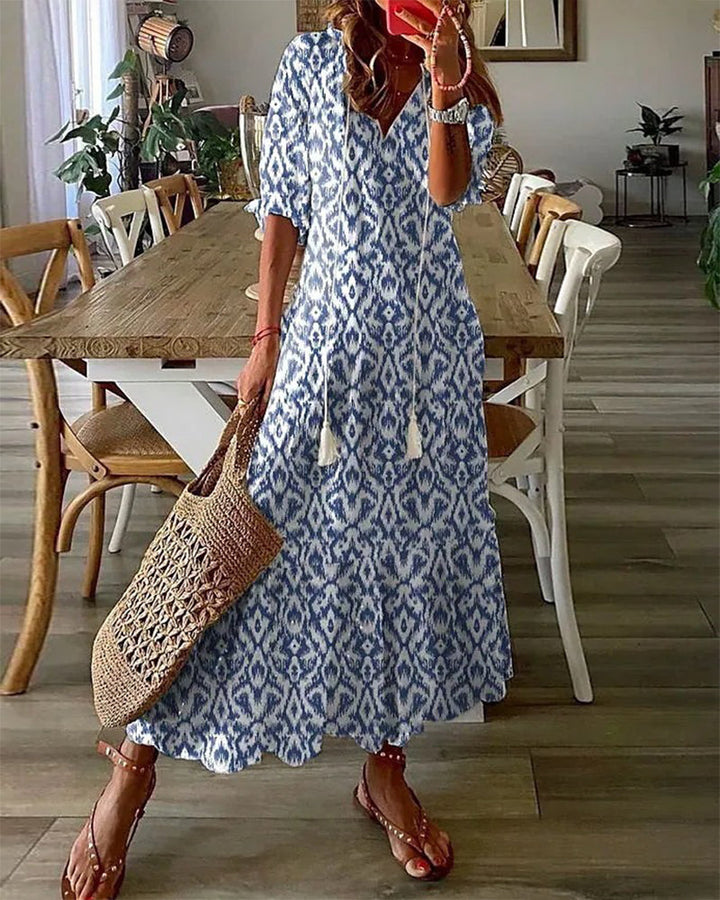 Sophia - Boho Vintage V-hals Sommerkjole