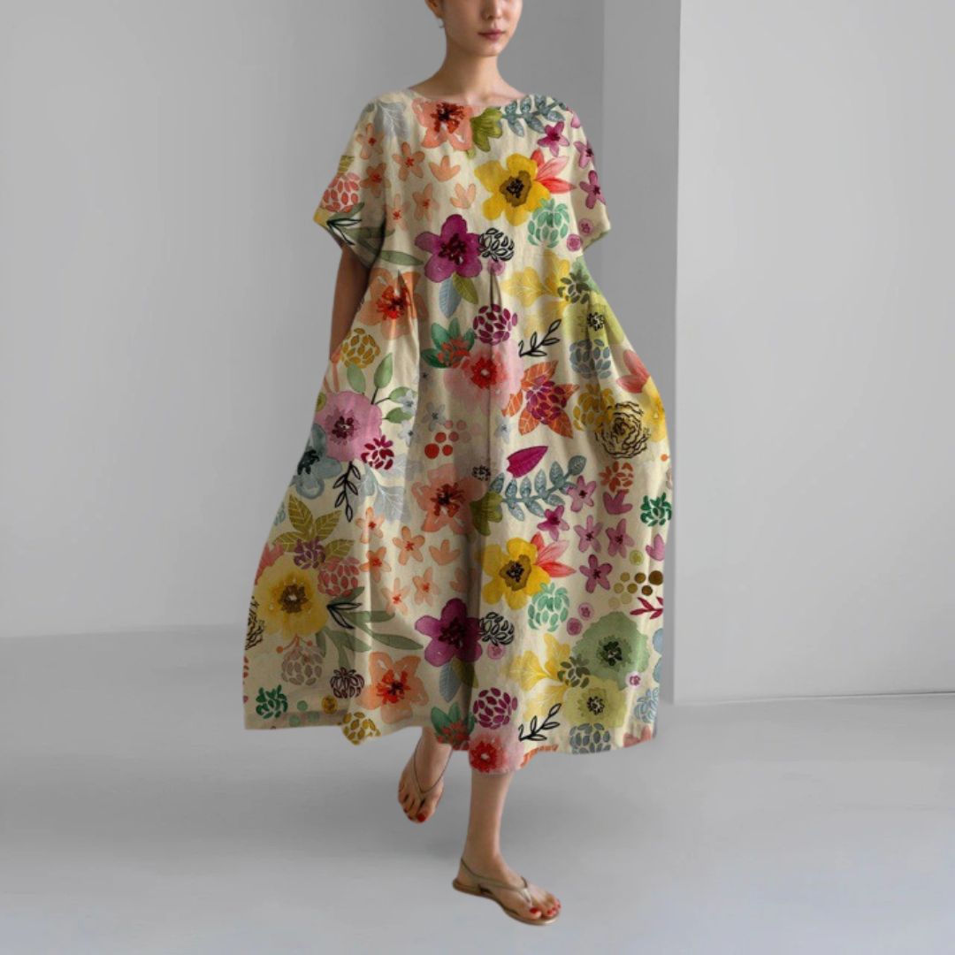 ANNE® | BLOMSTERPRINT KJOLE MED RUND HALS