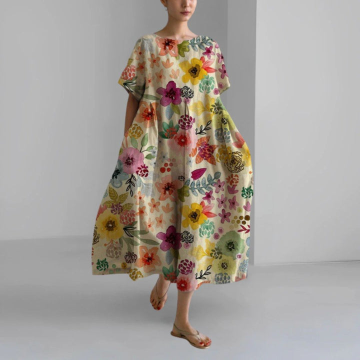 ANNE® | BLOMSTERPRINT KJOLE MED RUND HALS