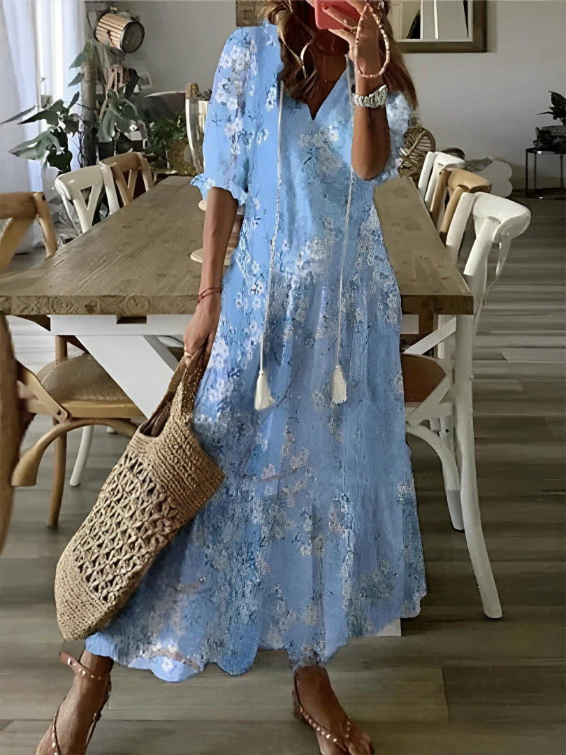 Sophia - Boho Vintage V-hals Sommerkjole