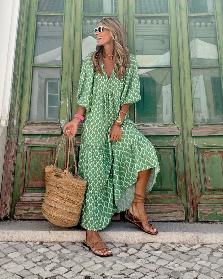 Elin | Boho Bomulls Maxi Kjole