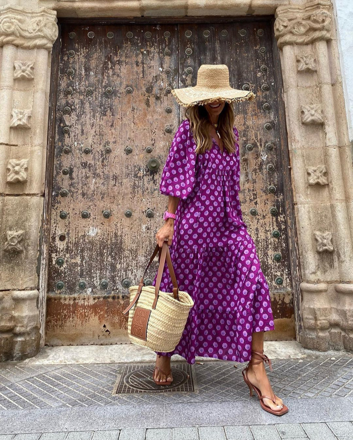 Elin | Boho Bomulls Maxi Kjole