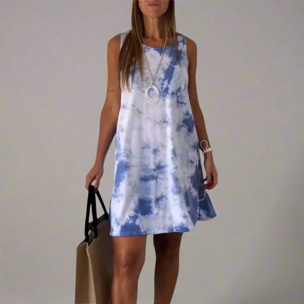 Welflinde | Trendy Mini Kjole med Tie-Dye Utseende