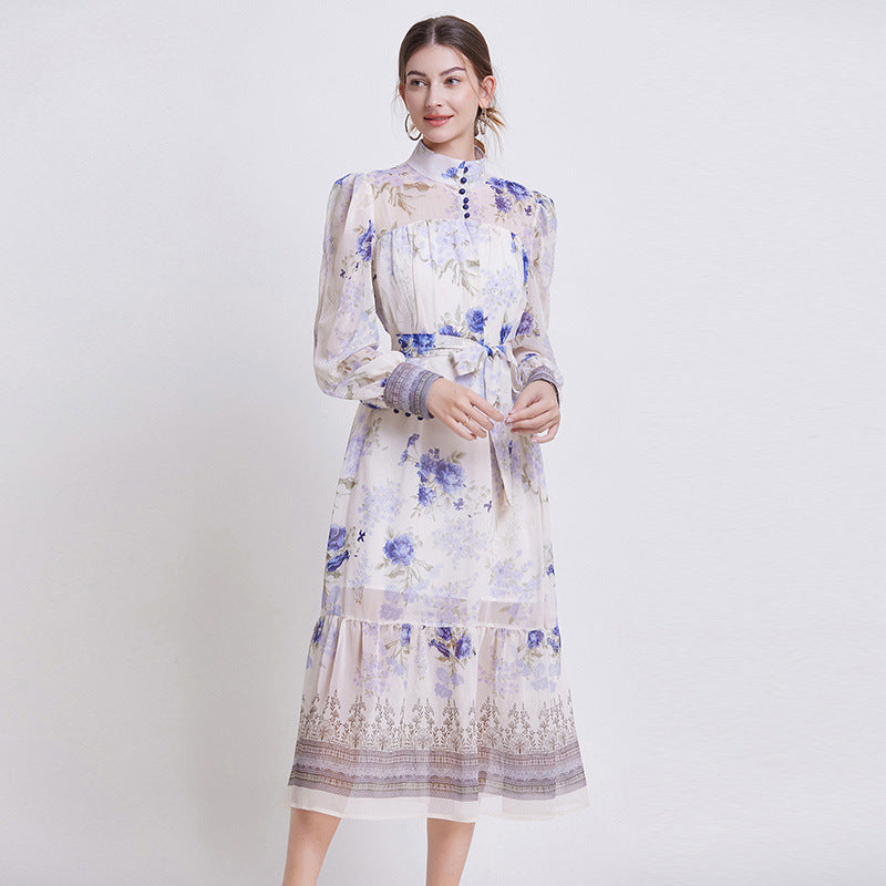Sarah | Elegant Blomster Chiffon Kjole
