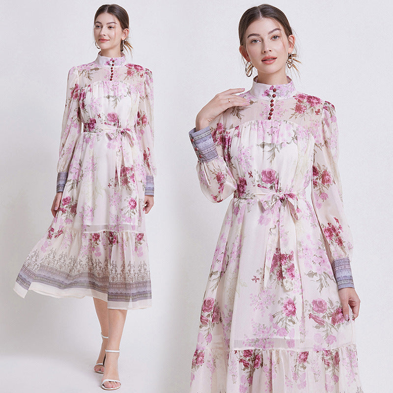Sarah | Elegant Blomster Chiffon Kjole