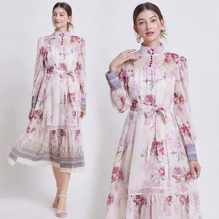 Sarah | Elegant Blomster Chiffon Kjole