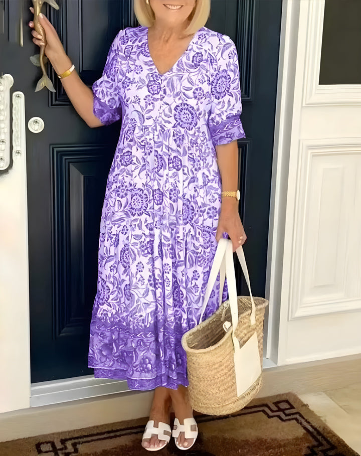 Tiva™ - Elegant blomstret kjole