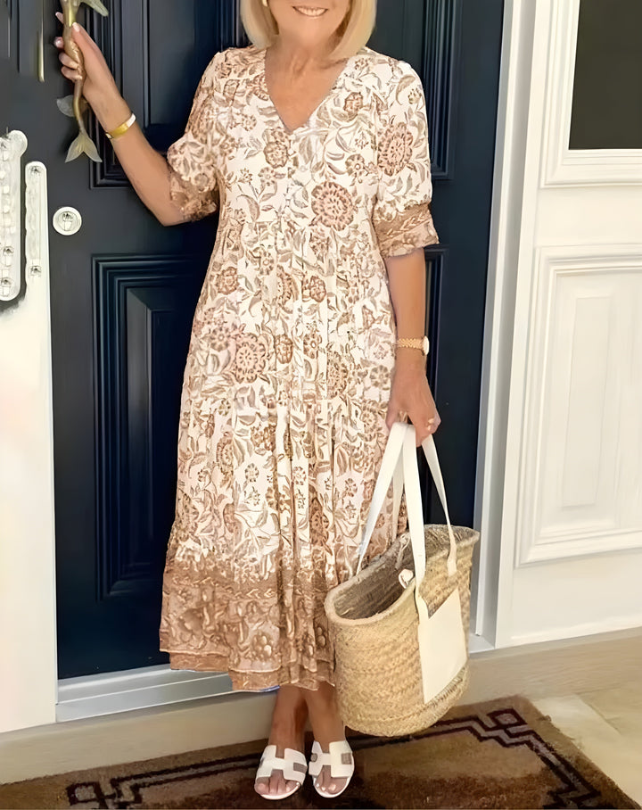 Tiva™ - Elegant blomstret kjole