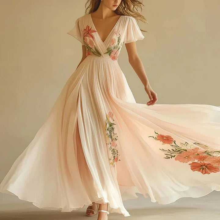 Amelia | Elegant Høy Midje V-Hals Festkjoler