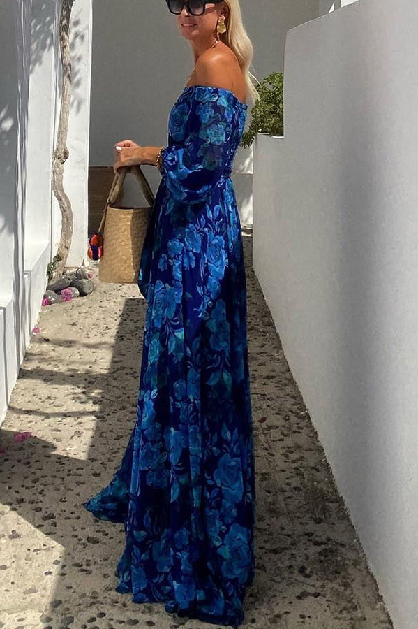 Calista | Blomstrete Off-Shoulder Maxi Kjole