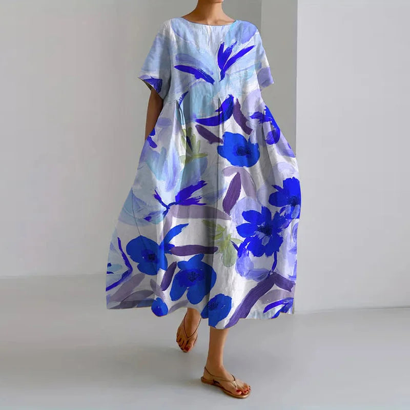 ANNE® | BLOMSTERPRINT V-UUTSKJÆRING KJOLE