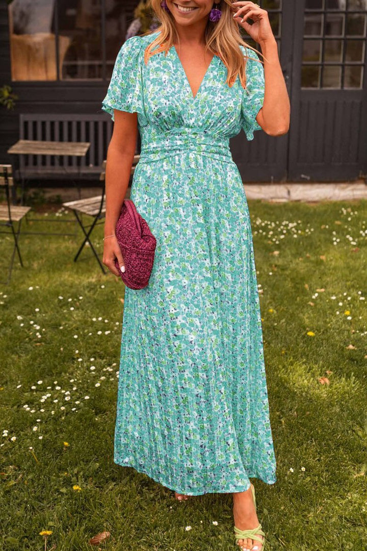 Pauline - Lang kjole med blomsterdesign