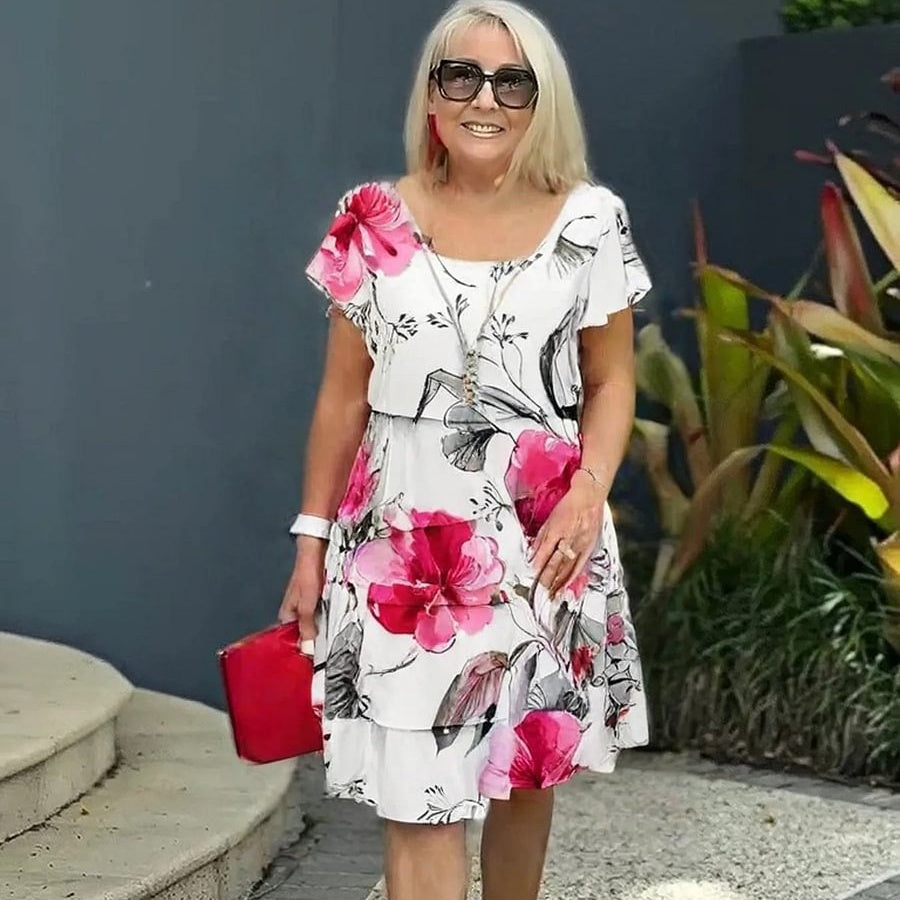 Lyra - Grasiøs Floral Elegance Kjole