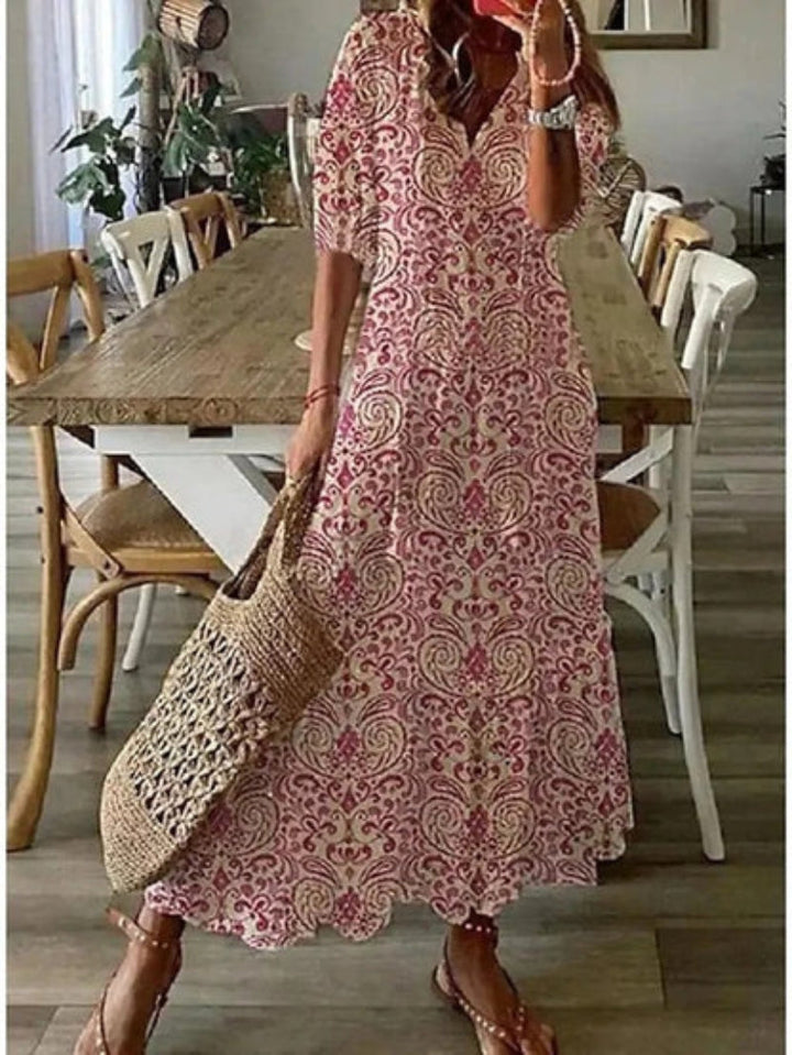 Sophia - Boho Vintage V-hals Sommerkjole